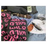 Box of clothes, fabric and other it...