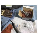 Box of clothes, fabric and other it...