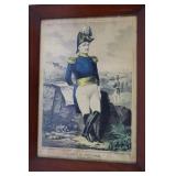 Rare Antique Nathaniel Currier Hand-Colored Lithograph - "Gen. Zachary Taylor" (1846)