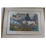 Antique Currier & Ives Hand-Colored Lithograph "Partridge Shooting" (1870)