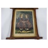 Rare Antique Currier & Ives Hand-Colored Lithographs - "The Little Sisters" & "The Little Brothers" (1860 & 1863)