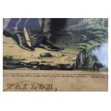 Rare Antique Nathaniel Currier Hand-Colored Lithograph - "Gen. Zachary Taylor" (1846)