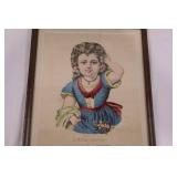 Pair of Rare Antique Currier & Ives Lithographs "Little Daisy" and "Little Flora" (1874)