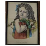 Pair of Rare Antique Currier & Ives Lithographs "Little Daisy" and "Little Flora" (1874)