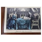 Antique Nathaniel Currier Lithograph, "Reading the Scriptures" (1857)