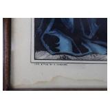 Antique Nathaniel Currier Lithograph, "Reading the Scriptures" (1857)