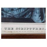 Antique Nathaniel Currier Lithograph, "Reading the Scriptures" (1857)