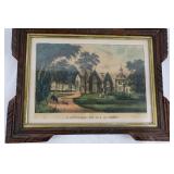 Antique Currier & Ives Lithograph, "Sunnyside on the Hudson" (undated)