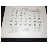 1948 Travelers Calendar Featuring 12 Currier & Ives Lithographs