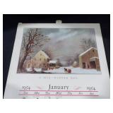 1954 Travelers Calendar Featuring 12 Currier & Ives Lithographs