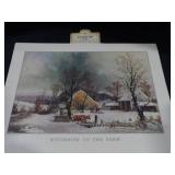 1955 Travelers Calendar Featuring 12 Currier & Ives Lithographs