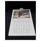 1956 Travelers Calendar Featuring 12 Currier & Ives Lithographs