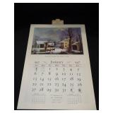 1957 Travelers Calendar Featuring 12 Currier & Ives Lithographs