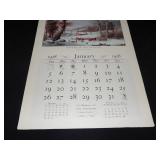 1958 Travelers Calendar Featuring 12 Currier & Ives Lithographs