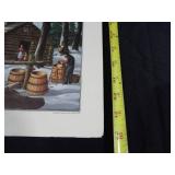 1958 Travelers Calendar Featuring 12 Currier & Ives Lithographs