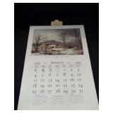 1959 Travelers Calendar Featuring 12 Currier & Ives Lithographs