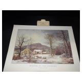 1959 Travelers Calendar Featuring 12 Currier & Ives Lithographs