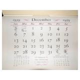 1959 Travelers Calendar Featuring 12 Currier & Ives Lithographs