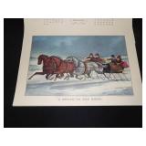 1959 Travelers Calendar Featuring 12 Currier & Ives Lithographs