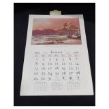 1961 Travelers Calendar Featuring 12 Currier & Ives Lithographs