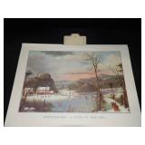 1962 Travelers Calendar Featuring 12 Currier & Ives Lithographs