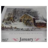 1937 The Travelers Calendar "Engravings for the People" Featuring Nathaniel Currier Lithographs