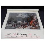 1937 The Travelers Calendar "Engravings for the People" Featuring Nathaniel Currier Lithographs