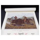 1937 The Travelers Calendar "Engravings for the People" Featuring Nathaniel Currier Lithographs