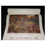 1937 The Travelers Calendar "Engravings for the People" Featuring Nathaniel Currier Lithographs
