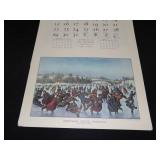 1963 Travelers Calendar Featuring 12 Currier & Ives Lithographs