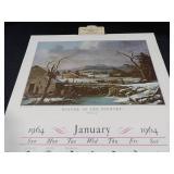 1964 Travelers Calendar Featuring 12 Currier & Ives Lithographs