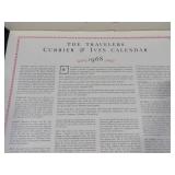 1968 Travelers Calendar Featuring 12 Currier & Ives Lithographs