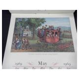 1969 Travelers Calendar Featuring 12 Currier & Ives Lithographs