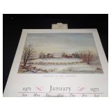 1971 Travelers Calendar Featuring 12 Currier & Ives Lithographs