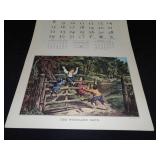 1971 Travelers Calendar Featuring 12 Currier & Ives Lithographs