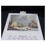 1972 Travelers Calendar Featuring 12 Currier & Ives Lithographs