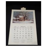 1973 Travelers Calendar Featuring 12 Currier & Ives Lithographs