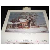 1973 Travelers Calendar Featuring 12 Currier & Ives Lithographs