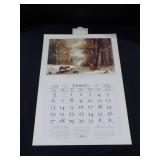 1974 Travelers Calendar Featuring 12 Currier & Ives Lithographs