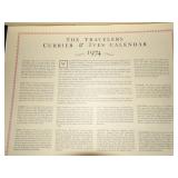 1974 Travelers Calendar Featuring 12 Currier & Ives Lithographs