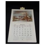 1977 Travelers Calendar Featuring 12 Currier & Ives Lithographs