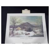 1979 Travelers Calendar Featuring 12 Currier & Ives Lithographs
