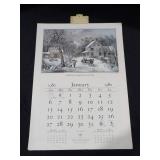 1980 Travelers Calendar Featuring 12 Currier & Ives Lithographs