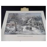 1980 Travelers Calendar Featuring 12 Currier & Ives Lithographs
