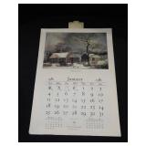 1981 Travelers Calendar Featuring 12 Currier & Ives Lithographs