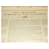 1981 Travelers Calendar Featuring 12 Currier & Ives Lithographs