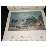 1981 Travelers Calendar Featuring 12 Currier & Ives Lithographs