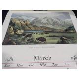 1981 Travelers Calendar Featuring 12 Currier & Ives Lithographs