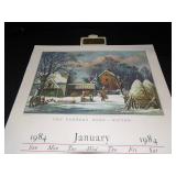 1984 Travelers Calendar Featuring 12 Currier & Ives Lithographs