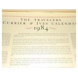 1984 Travelers Calendar Featuring 12 Currier & Ives Lithographs
